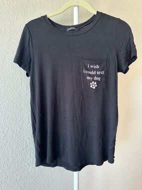 Paper moon black short sleeve pocket tee I wish I could text my dog size small